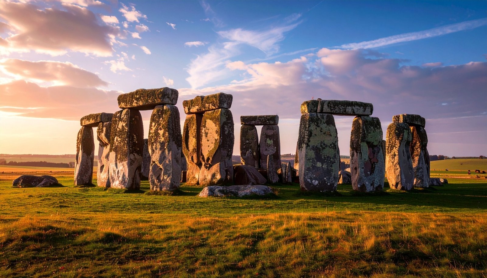Stonehenge under a colorful sky